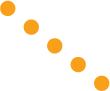 five circle icons in orange color