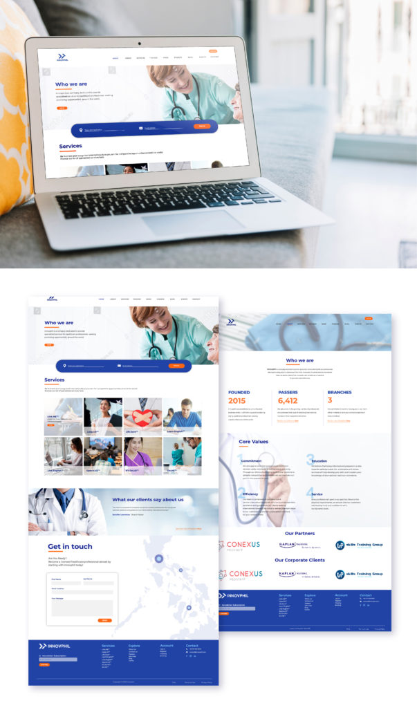 Mockup website design for corporate doctors information