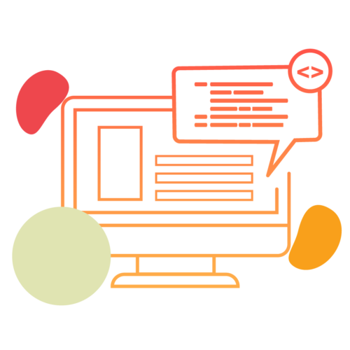 orange gradient monitor with html pop-up code icon
