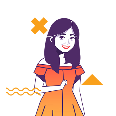 animated smiley girl in his orange dress attire