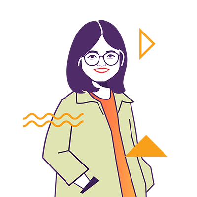 vector image of a girl working as Junior Graphic Designer of Motion Cabin